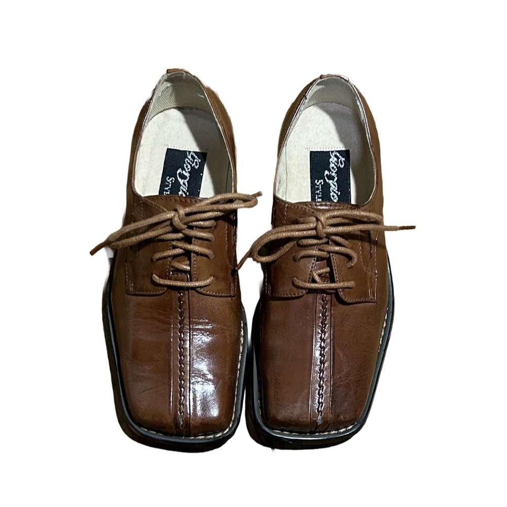 VINTAGE Giorgio V Little Boys’ Brown Hard Bottom Lace Up Dress Shoes Size 13
